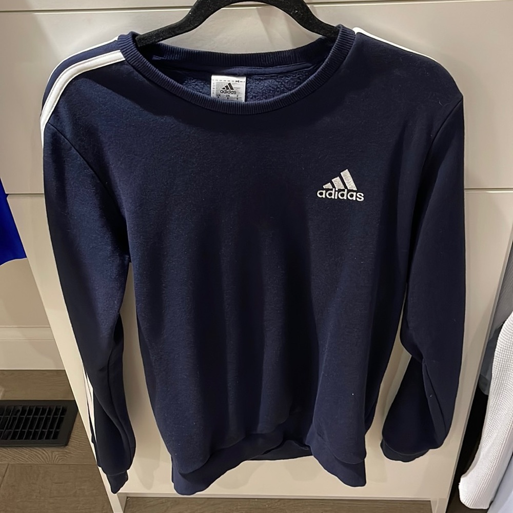 navy blue adidas crew neck